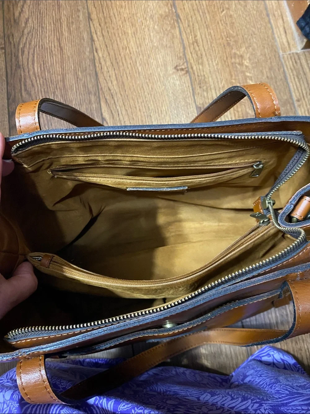Patricia Nash Tan Leather Chantilly Vintage Satchel Shoulder Bag